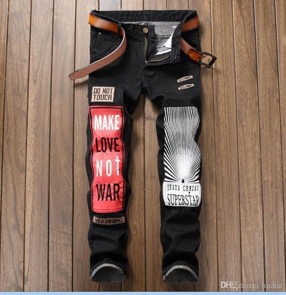 unique mens designer badge patchwork black jeans embroidery washed motorcycle straight leg slim fit panelled denim pants 17007, Blue
unique mens designer badge patchwork black jeans embroidery washed motorcycle straight leg slim fit panelled denim pants 17007, Blue