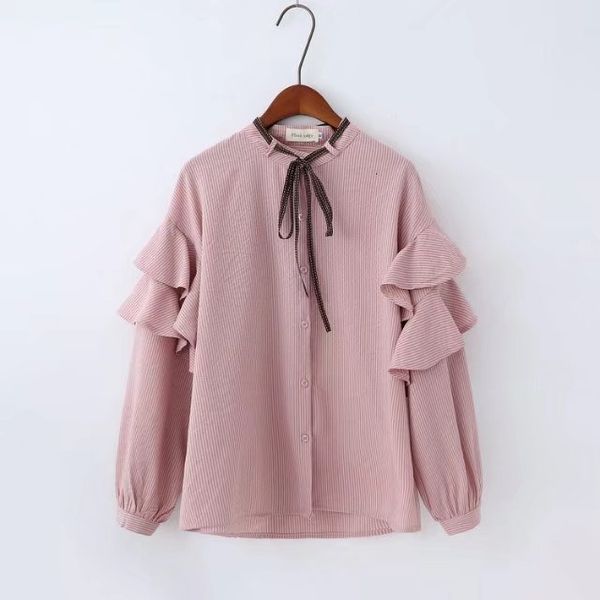 plus size vrouwen elegante stirped wit roze groen blouse lente ruches shirt vrouwen ronde hals flare lange mouwen blusas, White
plus size vrouwen elegante stirped wit roze groen blouse lente ruches shirt vrouwen ronde hals flare lange mouwen blusas, White