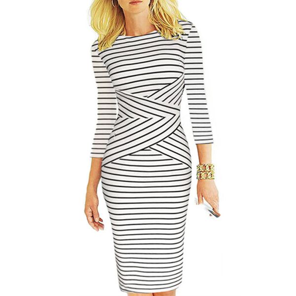 fmasuth 2019 new year dress office elegant stripe slim waist 3/4 sleeve knee length pencil midi dress spring y883, Black;gray
fmasuth 2019 new year dress office elegant stripe slim waist 3/4 sleeve knee length pencil midi dress spring y883, Black;gray