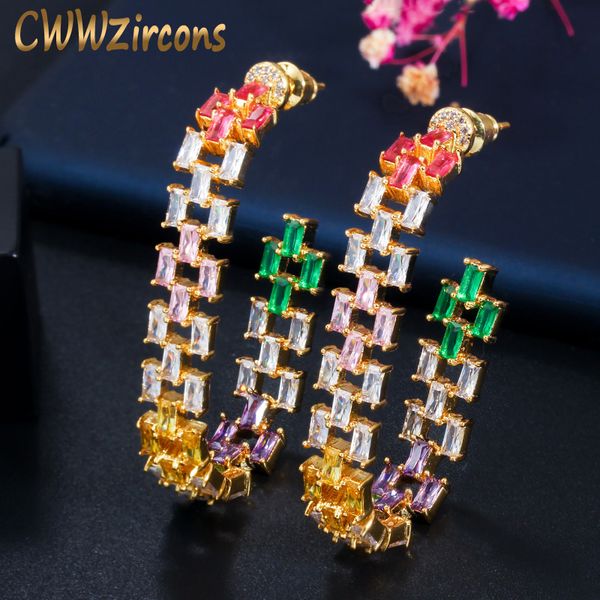 cwwzircons multicolored full baguette cubic zircon large hoop earrings for women fashion jewelry party brincos feminino cz643, Golden;silver
cwwzircons multicolored full baguette cubic zircon large hoop earrings for women fashion jewelry party brincos feminino cz643, Golden;silver