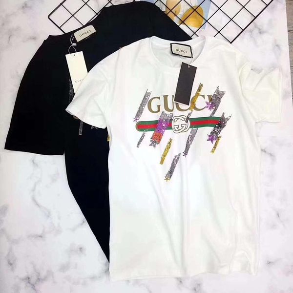 2019 summer new italian men and women t-shirt embroidery sequins meteor shower fashion t-shirts tee, White
2019 summer new italian men and women t-shirt embroidery sequins meteor shower fashion t-shirts tee, White