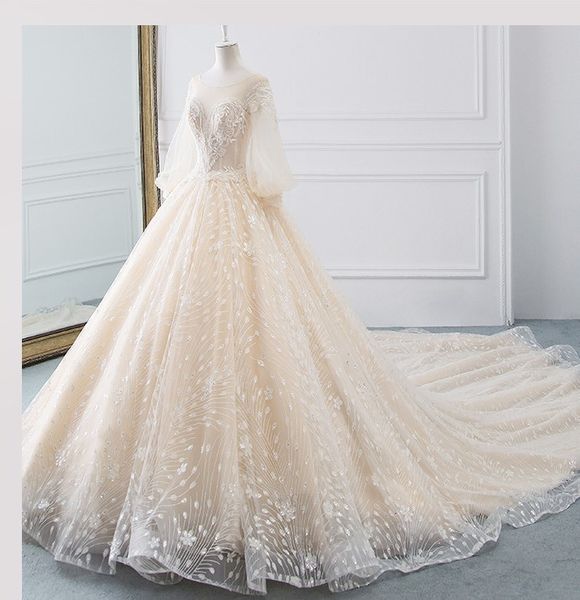 2019 new elegant sheer wedding dresses a-line hollow back long sleeve court train lace bridal gowns country bohemian styles, White
2019 new elegant sheer wedding dresses a-line hollow back long sleeve court train lace bridal gowns country bohemian styles, White