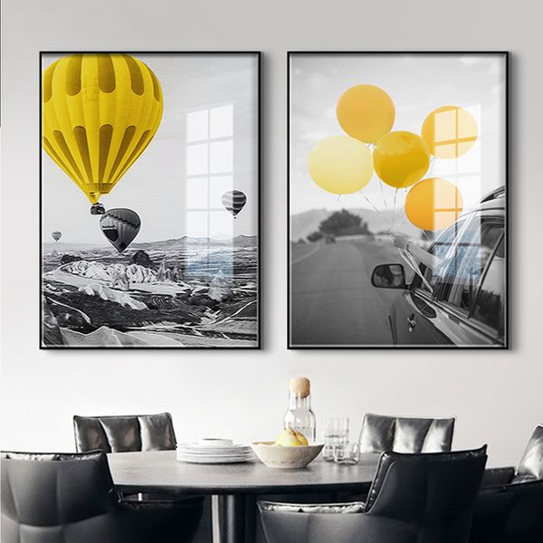 nordic yellow air balloon car wall art canvas poster and print black white landscape canvas for living room morden decor
nordic yellow air balloon car wall art canvas poster and print black white landscape canvas for living room morden decor