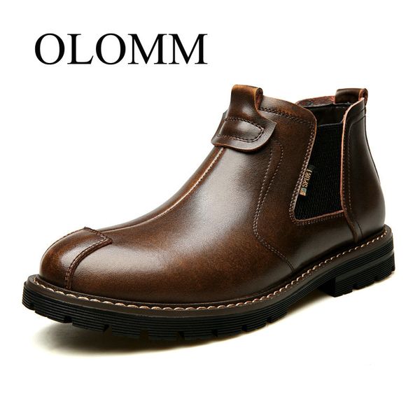 olomm boots men 2019 autumn and winter new trend tooling boots men's middle short men dd-100, Black