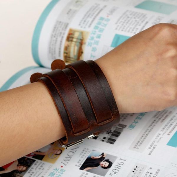 vintage leather bracelet new wide leather double buckle bracelet punk cuff cool wristband, Black
vintage leather bracelet new wide leather double buckle bracelet punk cuff cool wristband, Black