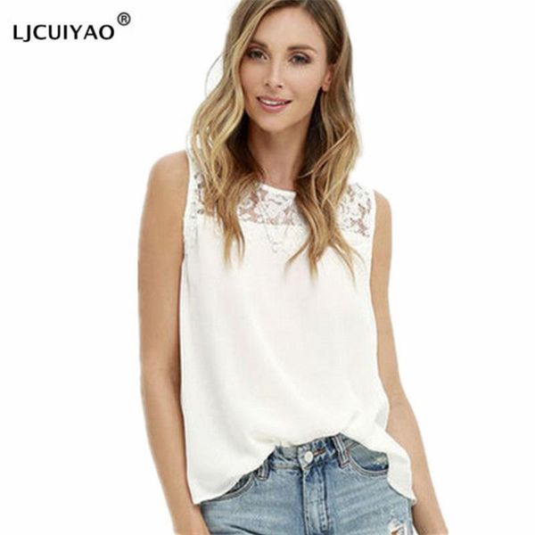 ljcuiyao summer women casual chiffon lace blouse floral white office shirts o-neck feminino sleeveless clothes
ljcuiyao summer women casual chiffon lace blouse floral white office shirts o-neck feminino sleeveless clothes