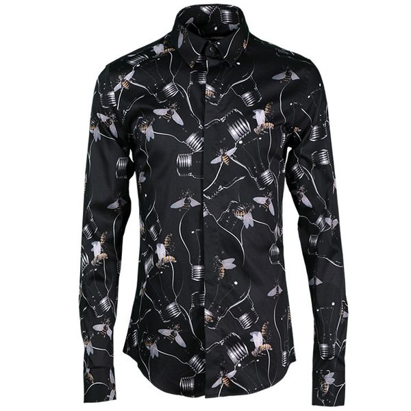 bee printed men shirt fashion allover printed long sleeve dress shirts men camisa masculina mens shirts casual slim fit, White;black
bee printed men shirt fashion allover printed long sleeve dress shirts men camisa masculina mens shirts casual slim fit, White;black