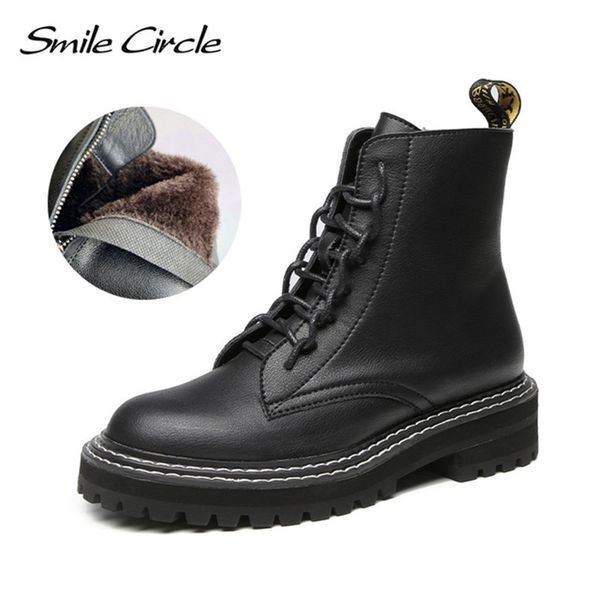 smile circle ankle boots women genuine leather fashion british style platform shoes women winter fur warm boots ladies booties t200104, Black
smile circle ankle boots women genuine leather fashion british style platform shoes women winter fur warm boots ladies booties t200104, Black