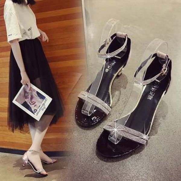 fashion high heel female word buckle summer 2020 new small fresh rhinestone fairy style thin heel comfortable sandals, Black
fashion high heel female word buckle summer 2020 new small fresh rhinestone fairy style thin heel comfortable sandals, Black