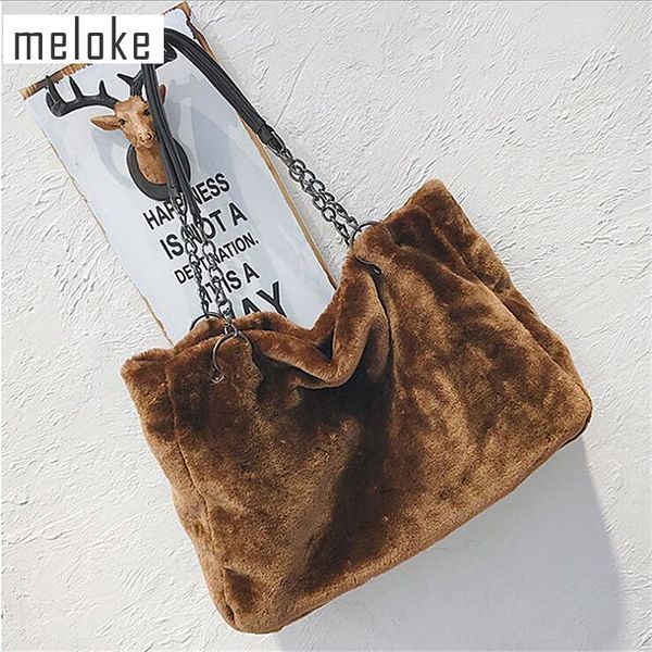 meloke 2019 women fur large size handbags casual shopping bags metal strap travel bags winter drop shipping mn868
meloke 2019 women fur large size handbags casual shopping bags metal strap travel bags winter drop shipping mn868
