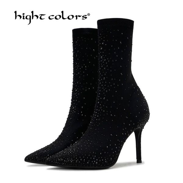 34~40 lady ankle boots rhinestone crystal bling thight boots high heel shoes women sock comfort elastic party shoes t11-18, Black
34~40 lady ankle boots rhinestone crystal bling thight boots high heel shoes women sock comfort elastic party shoes t11-18, Black