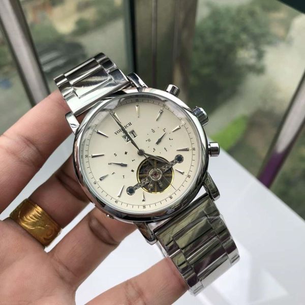 five-pin large flywheel mechanical explosion elegant men's watch automatic mechanical movement, mineral crystal mirror impor, Slivery;brown
five-pin large flywheel mechanical explosion elegant men's watch automatic mechanical movement, mineral crystal mirror impor, Slivery;brown