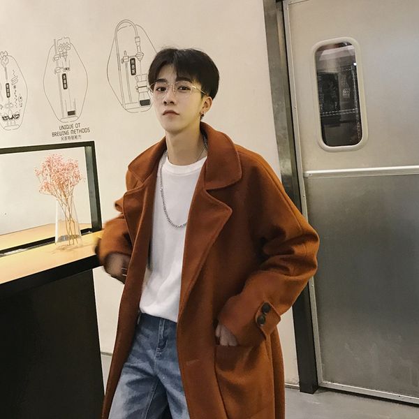 winter woolen coat men's fashion retro solid color casual long woolen jacket man streetwear wild loose british style overcoat, Black
winter woolen coat men's fashion retro solid color casual long woolen jacket man streetwear wild loose british style overcoat, Black