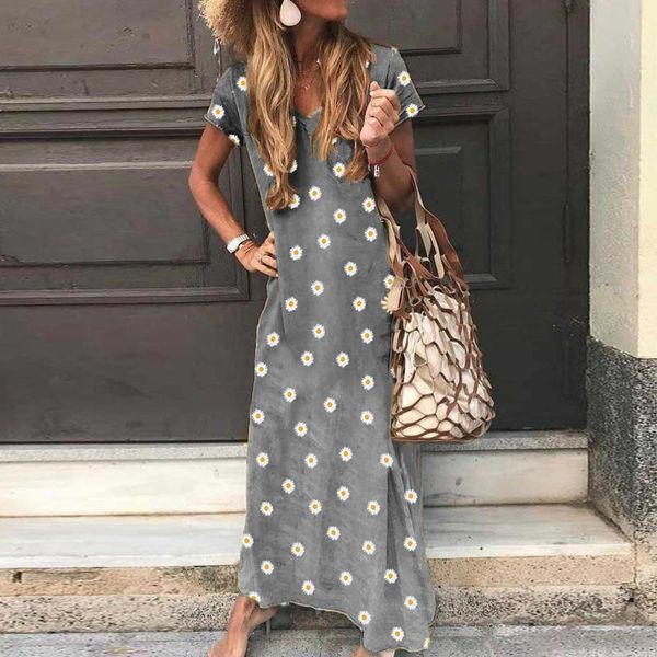 women plus size summer dress casual daisy printed v-neck short sleeve dress maxi vestido#a 2020, Black;gray
women plus size summer dress casual daisy printed v-neck short sleeve dress maxi vestido#a 2020, Black;gray