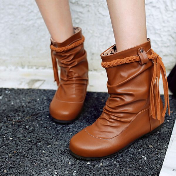 short booties white tassel soft non-skid middle slope heel braided belt women's shoes boots plus size 35- 43 round toe shoes, Black
short booties white tassel soft non-skid middle slope heel braided belt women's shoes boots plus size 35- 43 round toe shoes, Black