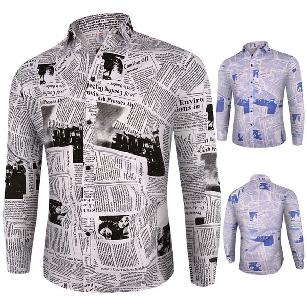 trendy newspaper pattern shirt all season mens clothes regular fit long sleeve men shirt popular streetwear casual mens shirts, White;black
trendy newspaper pattern shirt all season mens clothes regular fit long sleeve men shirt popular streetwear casual mens shirts, White;black