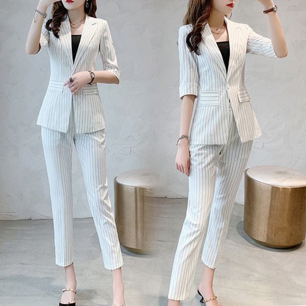 office lady stripe 2 piece set women fashion conjunto feminino year-old female costume woman suit ensemble femme deux pieces, White
office lady stripe 2 piece set women fashion conjunto feminino year-old female costume woman suit ensemble femme deux pieces, White