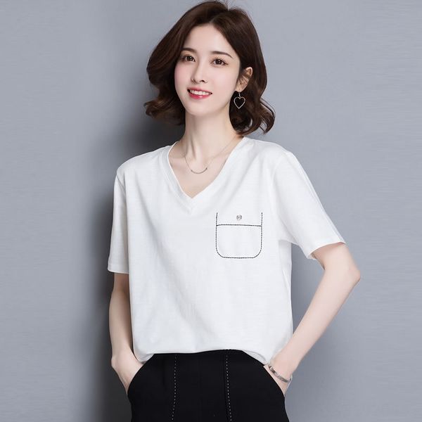 white short-sleeved t-shirt v-neck casual loose large size clear-flow t-shirt women's casual women's dress
white short-sleeved t-shirt v-neck casual loose large size clear-flow t-shirt women's casual women's dress
