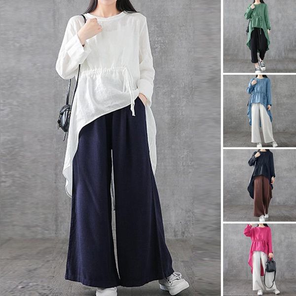 women's blouses & shirts 2021 zanzea irregular blouse elegant drawstring cotton long sleeve female split blusas plus size tunic, White
women's blouses & shirts 2021 zanzea irregular blouse elegant drawstring cotton long sleeve female split blusas plus size tunic, White