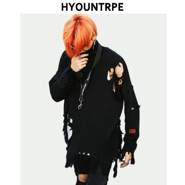 destroyed ripped holes knitted sweater mens pullover long sleeve turtleneck oversize winter sweater new streetwear autumn jumper, White;black
destroyed ripped holes knitted sweater mens pullover long sleeve turtleneck oversize winter sweater new streetwear autumn jumper, White;black