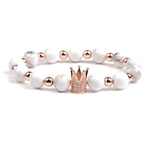 handmade 8mm white natural stone beads bracelet cubic zirconia crown charm bracelets for women and men unique couple bracelets, Golden;silver
handmade 8mm white natural stone beads bracelet cubic zirconia crown charm bracelets for women and men unique couple bracelets, Golden;silver