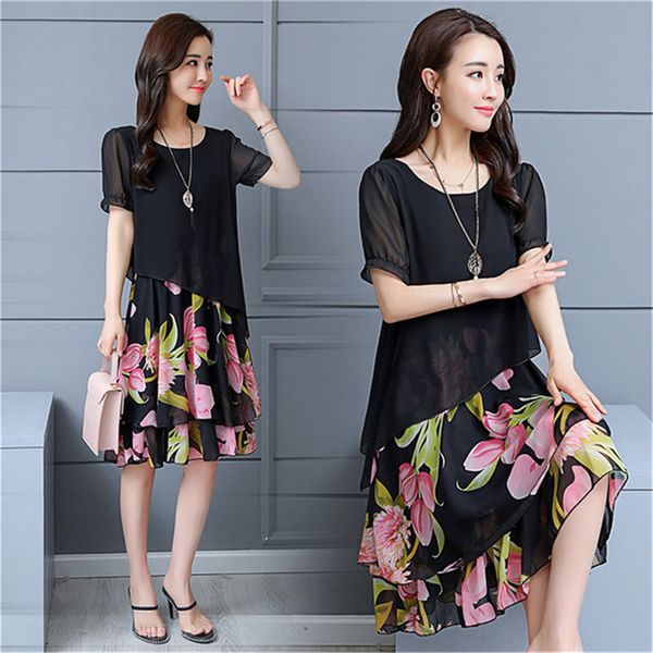 women summer dress casual short sleeve o-neck floral print dresses elegant party dress plus size dress women clothing designer clothes, Black;gray
women summer dress casual short sleeve o-neck floral print dresses elegant party dress plus size dress women clothing designer clothes, Black;gray
