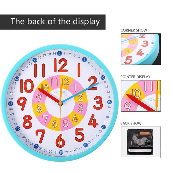12 inch blue metal frame decorative round colorful lovely wall clock silent movement for children to learn for teaching
12 inch blue metal frame decorative round colorful lovely wall clock silent movement for children to learn for teaching