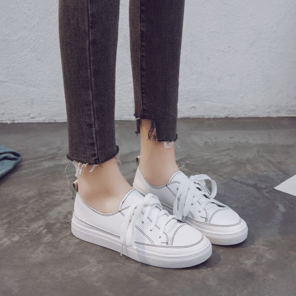 single layer-style leather white shoes 2019 summer new style students flat lace-up casual women's shoes simple classic style wom, Black
single layer-style leather white shoes 2019 summer new style students flat lace-up casual women's shoes simple classic style wom, Black