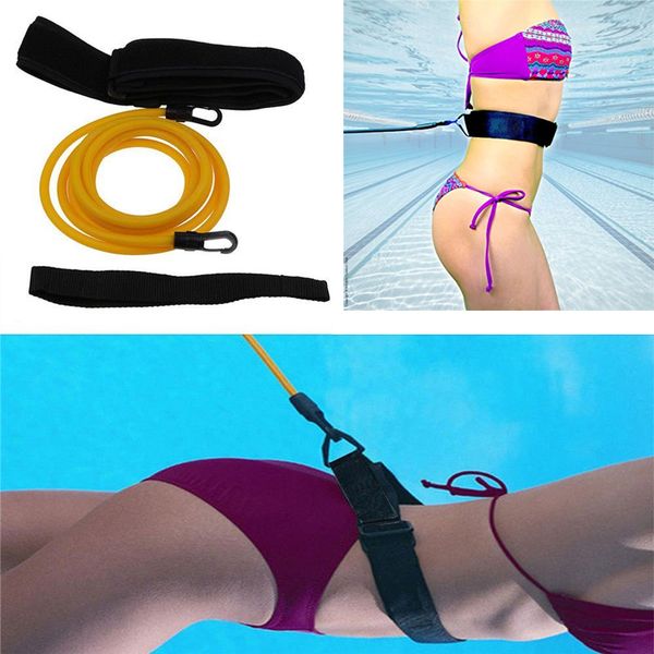 Adjustable Swim Training Resistance Elastic Belt Kids Swimming Bungee Exerciser Leash Mesh Pocket Safety Swimming Pool