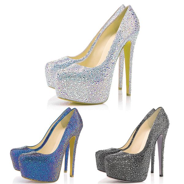 new designer pumps wedding shoes glitter rhinestone 16cm high heels crystal platform party dress shoes 35-42, Black
new designer pumps wedding shoes glitter rhinestone 16cm high heels crystal platform party dress shoes 35-42, Black
