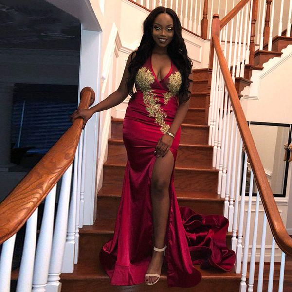 robe de soiree 2019 gold embroidery evening dresses long mermaid halter high slit backless african women formal prom party dress, Black
robe de soiree 2019 gold embroidery evening dresses long mermaid halter high slit backless african women formal prom party dress, Black