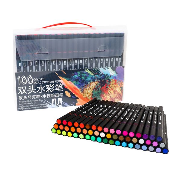 100 color watercolor markers for drawing painting set professional felt tip art marker brush pen set dual tip for school
100 color watercolor markers for drawing painting set professional felt tip art marker brush pen set dual tip for school