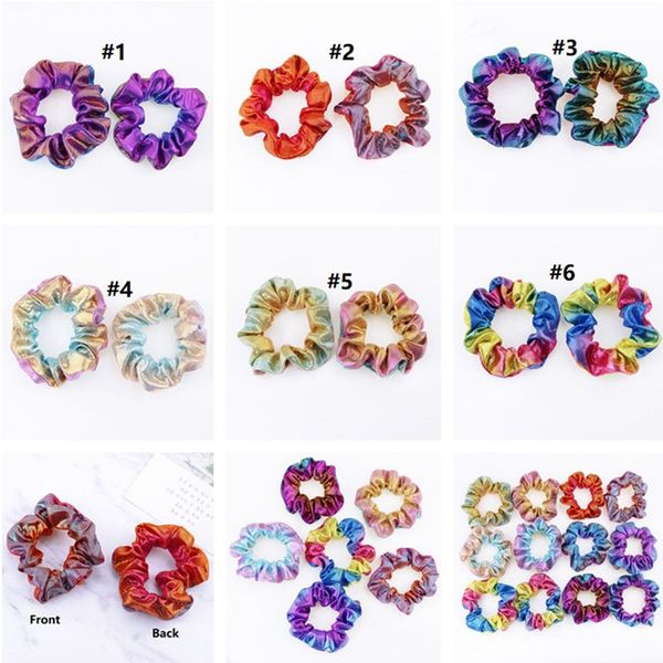 New Arrival Fashion Girls Laser Fabric Hairband Rope Headband Big Child Bronzing Laser 2 Color Flower Gradient Hair Circle Headress E22610