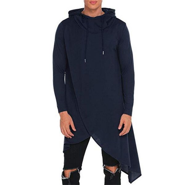 loose hoodies hooded solid color long sleeve hip hop style long streetwear casual clothes mens designer irregular, Black 
loose hoodies hooded solid color long sleeve hip hop style long streetwear casual clothes mens designer irregular, Black