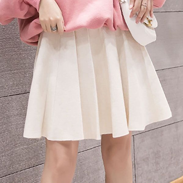 autumn winter pleated mini skirts women high waist elastic knit preppy a word umbrella casual solid color skirt1, Black
autumn winter pleated mini skirts women high waist elastic knit preppy a word umbrella casual solid color skirt1, Black