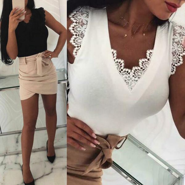women's lace v neck tank work solid vintage office vest shirt, White
women's lace v neck tank work solid vintage office vest shirt, White