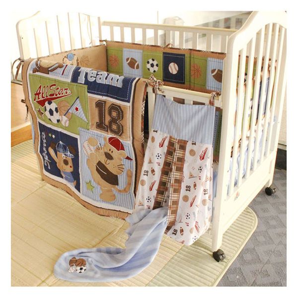 6pcs brown sport baby nursery crib bedding set new design-quilt, blanket,crib sheet, crib skirt, bumpers,nappy stacker, blanket
6pcs brown sport baby nursery crib bedding set new design-quilt, blanket,crib sheet, crib skirt, bumpers,nappy stacker, blanket