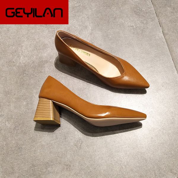 autumn leather pumps women med square heel pointed toe slip on lady heels 5 cm v mouth stylish work office shoes, Black
autumn leather pumps women med square heel pointed toe slip on lady heels 5 cm v mouth stylish work office shoes, Black