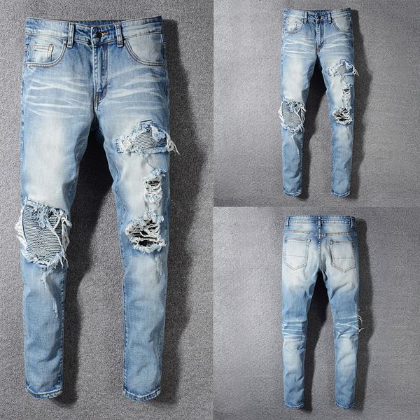2019 new style new men jeans,black color patchwork casual pants slim fit brand streetwear stretch biker jeans men, Blue
2019 new style new men jeans,black color patchwork casual pants slim fit brand streetwear stretch biker jeans men, Blue
