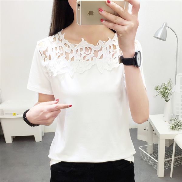 lace women t-shirts summer short sleeves bottomming shirts casual slim hollow solid tees female 2019 new style, White
lace women t-shirts summer short sleeves bottomming shirts casual slim hollow solid tees female 2019 new style, White