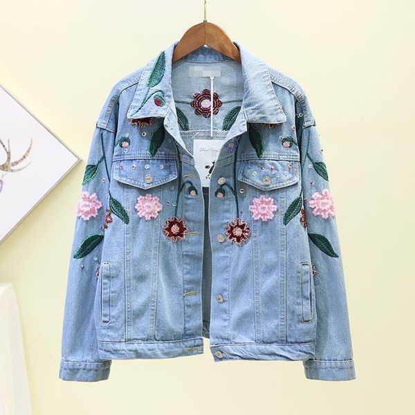 2019 autumn women embroidery flowers pearl bead short denim coat women long sleeve jean coat, Black;brown
2019 autumn women embroidery flowers pearl bead short denim coat women long sleeve jean coat, Black;brown