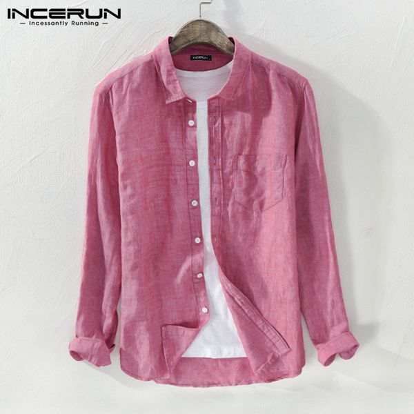men's casual shirts incerun men shirt long sleeve lapel solid color button small fresh literary 2021 fashion blouse, White;black
men's casual shirts incerun men shirt long sleeve lapel solid color button small fresh literary 2021 fashion blouse, White;black