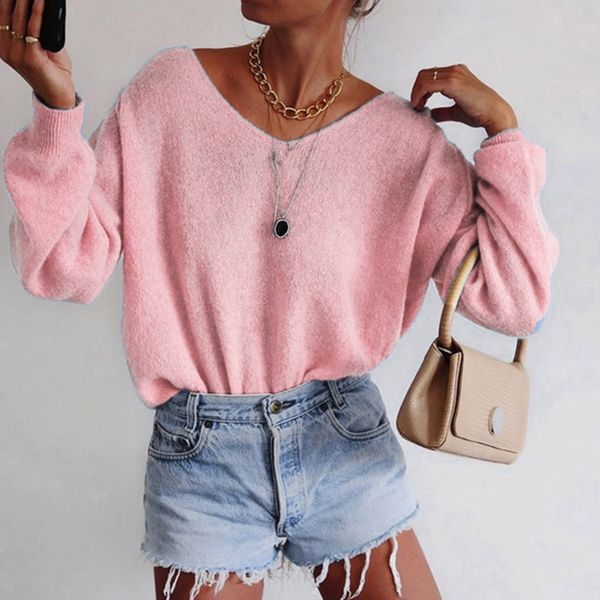 2019 fashion casual solid loose knitted sweater women's v-neck streetwear pullovers female autumn winter women's sweater, White;black
2019 fashion casual solid loose knitted sweater women's v-neck streetwear pullovers female autumn winter women's sweater, White;black