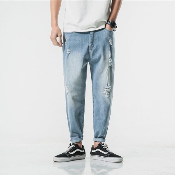 ripped jeans men's fashion washed solid color casual jeans pants man streetwear wild hip hop loose harem denim trousers mens, Blue
ripped jeans men's fashion washed solid color casual jeans pants man streetwear wild hip hop loose harem denim trousers mens, Blue