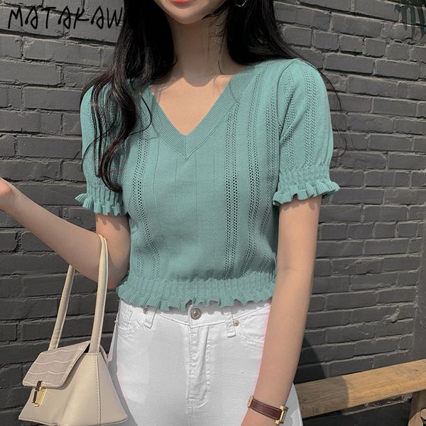matakawa solid color knit sweater women korean chic vintage v-neck summer hollow thin slim-fitting knitted shirt, White;black
matakawa solid color knit sweater women korean chic vintage v-neck summer hollow thin slim-fitting knitted shirt, White;black