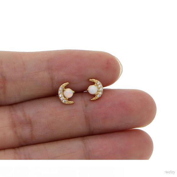 moon stud earring for girl gift 2018 christmas gift jewelry minimal delicate cute tiny moon with cz opal stone paved lovely ear jewelry, Golden;silver
moon stud earring for girl gift 2018 christmas gift jewelry minimal delicate cute tiny moon with cz opal stone paved lovely ear jewelry, Golden;silver