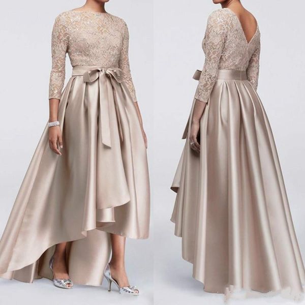 a line mother of the bride dresses lace elegant 3/4 sleeve 2020 appliques high low long satin formal evening gowns, Black;red
a line mother of the bride dresses lace elegant 3/4 sleeve 2020 appliques high low long satin formal evening gowns, Black;red
