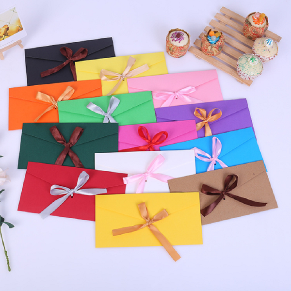 100pcs 22x11cm Ribbon Pearl Paper Envelope Diy Wedding Business Invitation Envelopes Gift Envelope 12 Colors