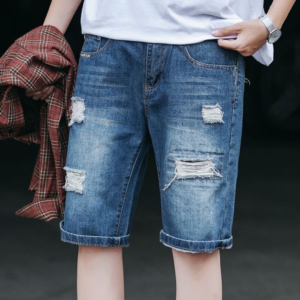 summer versitile fashion with holes denim shorts male fifth pants korean-style nostalgic washing 5 pants shorts thin fashion, Blue
summer versitile fashion with holes denim shorts male fifth pants korean-style nostalgic washing 5 pants shorts thin fashion, Blue