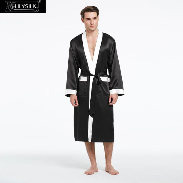lilysilk robe sleepwear men male with contrast color silk 22mm simple ing, Black;brown
lilysilk robe sleepwear men male with contrast color silk 22mm simple ing, Black;brown